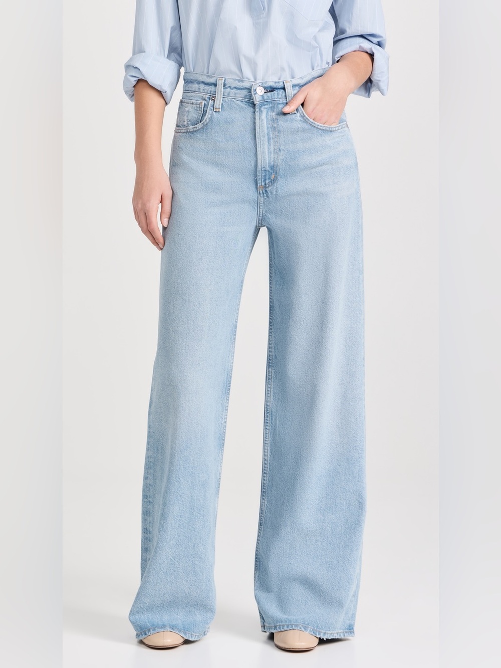 Citizens of Humanity Paloma Wide Leg Jeans 30 Light Wash Denim Blue Minimalist